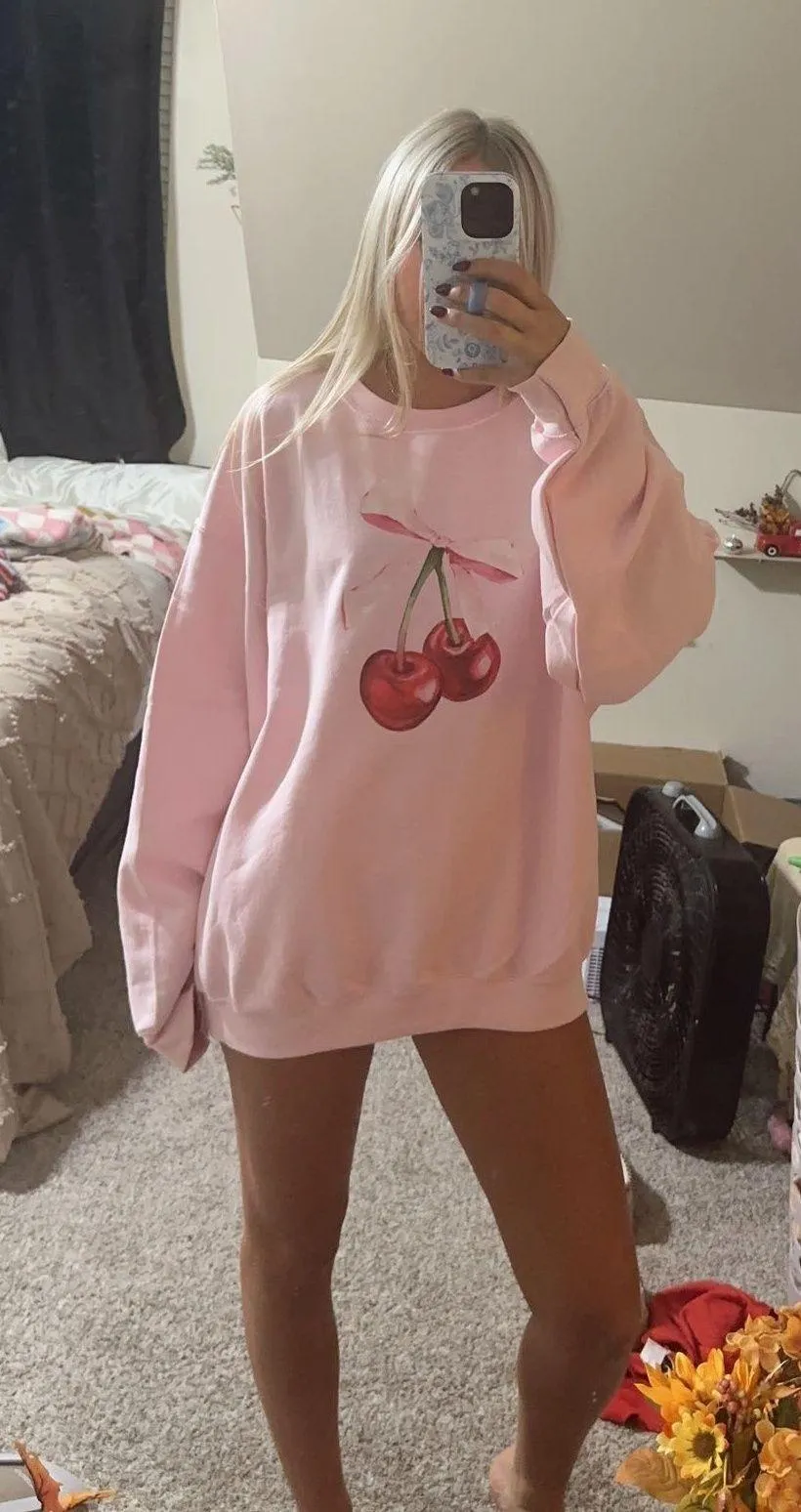 Cherry bow crewneck Size XL