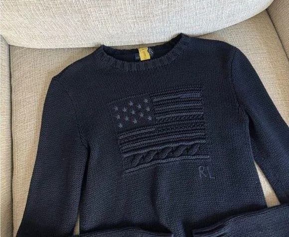 Rare navy polo jumper knit navy flag sweater