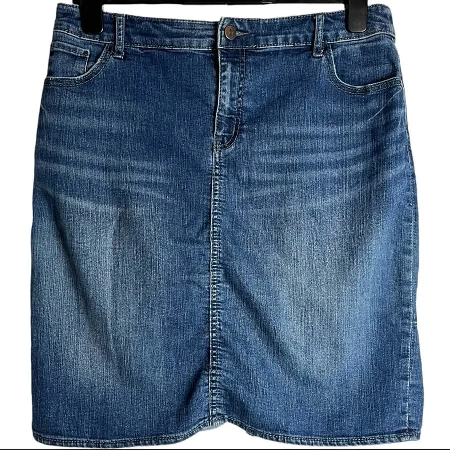 Pilcro and the Letterpress Denim Highwaist Stretch Skirt