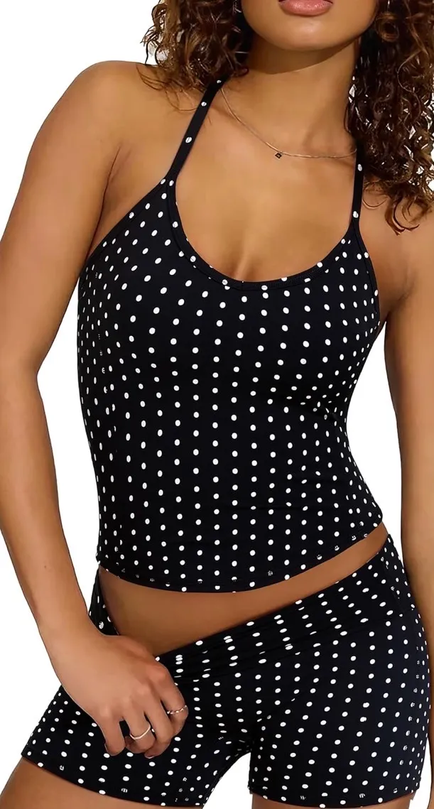 Polka Dot Workout Set Black