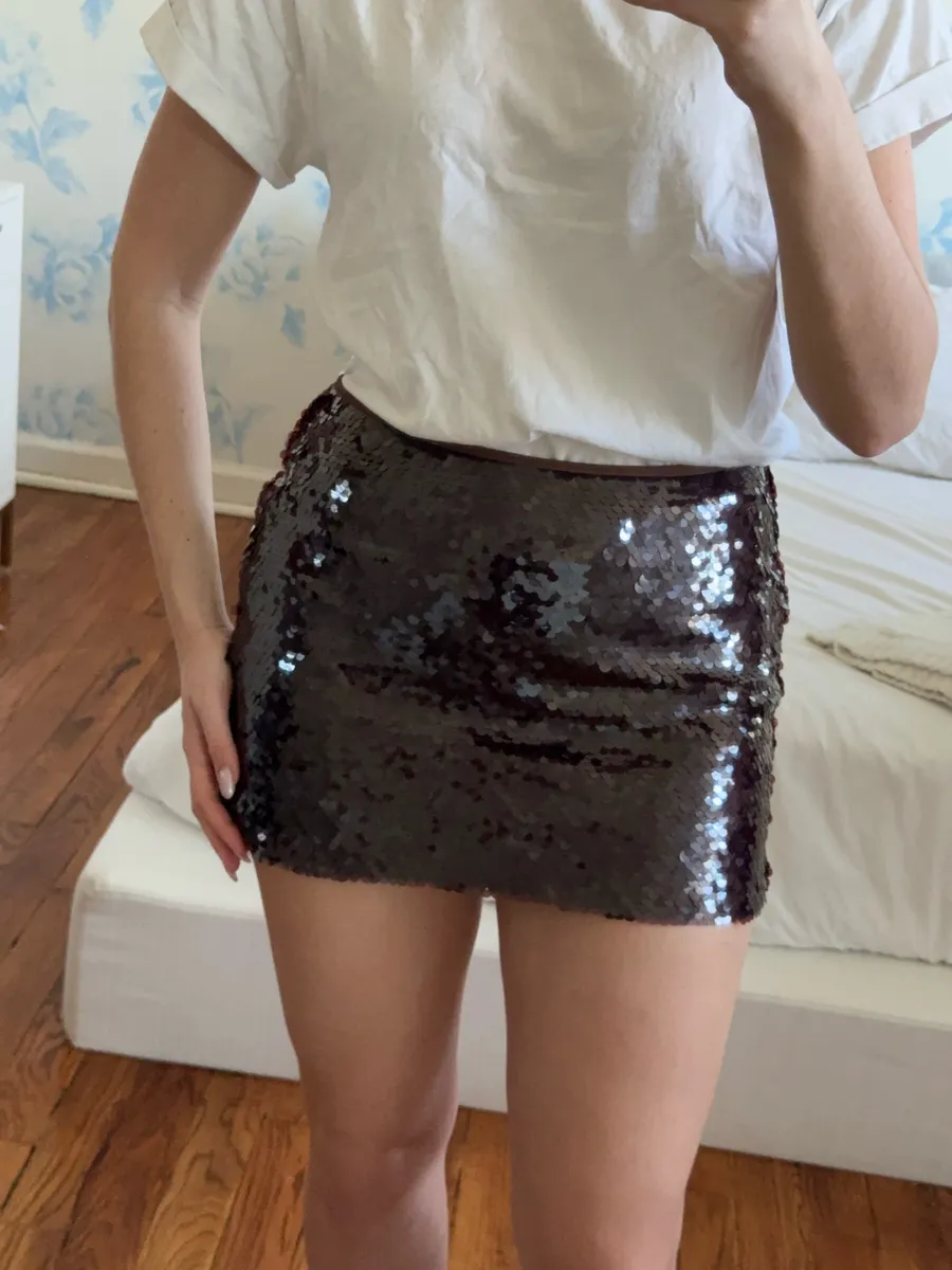 Lulus Sequin Skirt Mini Brown