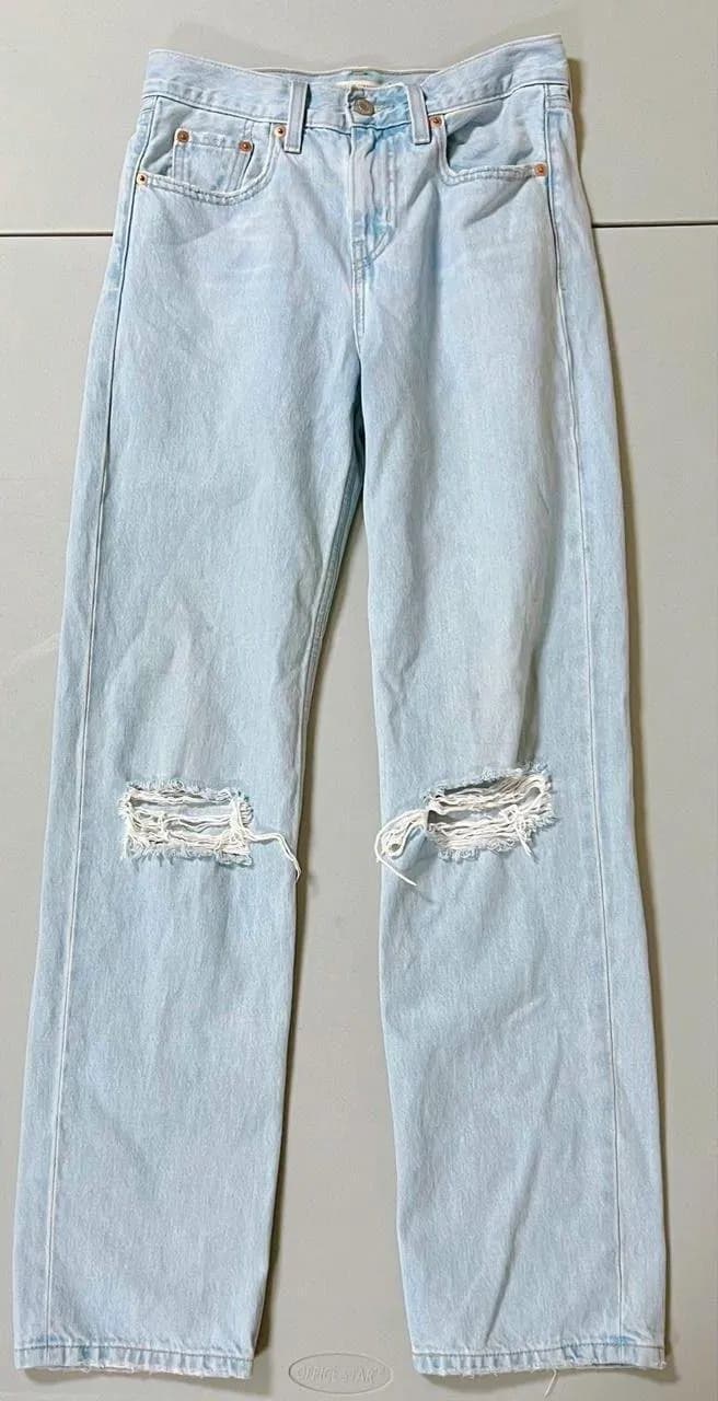 Light Blue Low Pro Straight-Leg Distressed Denim Jeans Pants Bottoms Size 24 🤍