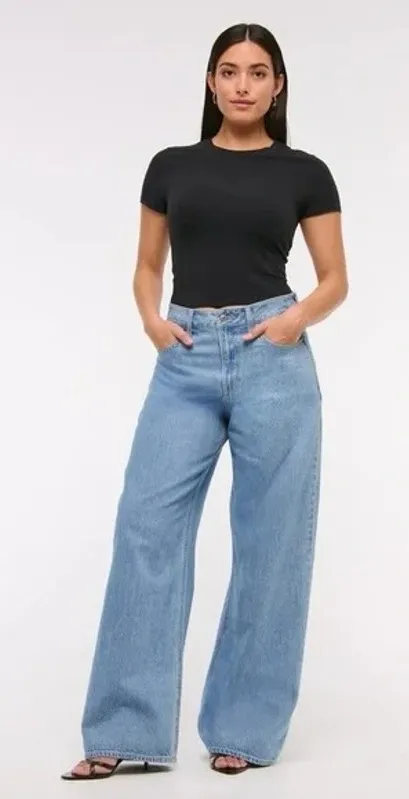 Abercrombie & Fitch The Wide Leg High Rise Jean Curve Love Size 28/6 Long