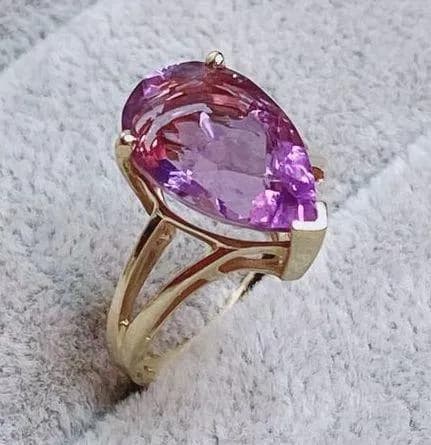 10k 10KT Pear Shaped Amethyst Gold Ring Sz 5.75
