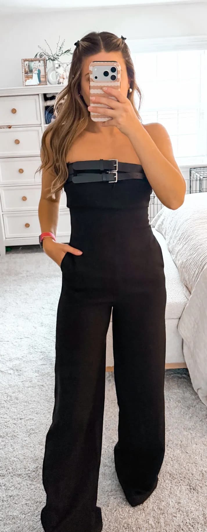 Black strapless jumpsuit