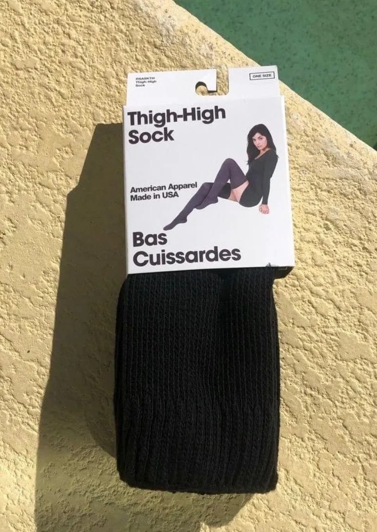 Vintage Sold Out Thick Thigh High Socks Y2K Black US Made Rare