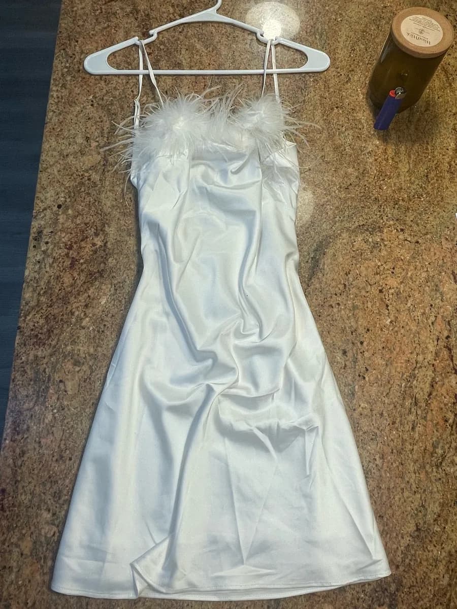 White Satin Feather Dress