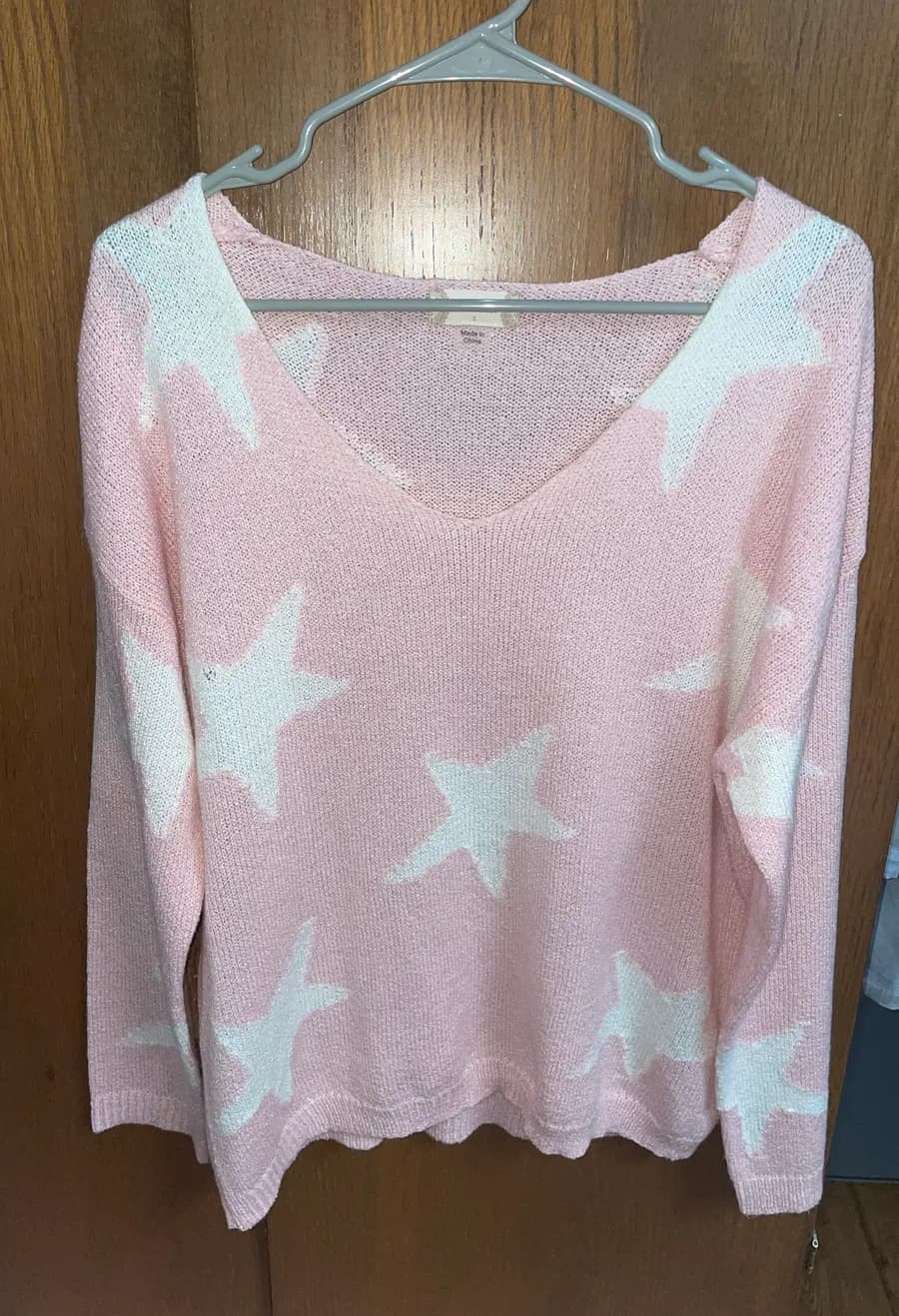 Altar’d State Pink and White Star Sweater
