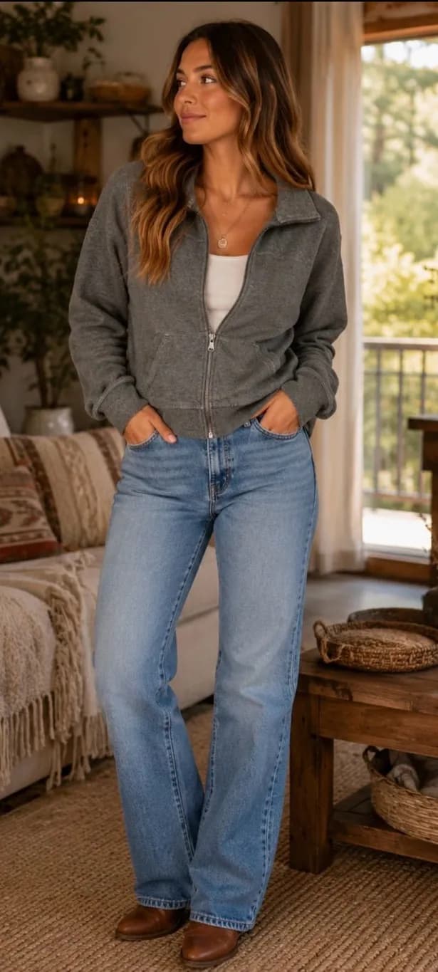 Lauren Ralph Lauren Gray Zip-Up Jacket