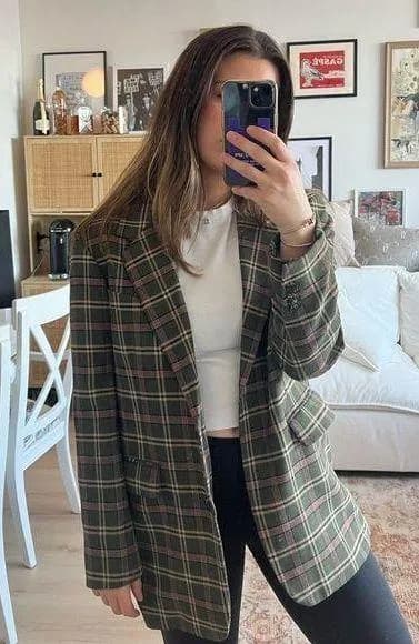 Aritzia plaid blazer