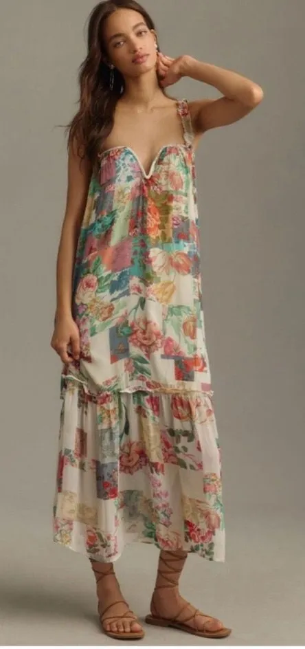 Anthropologie Dress Floral Maxi Boho Paisley