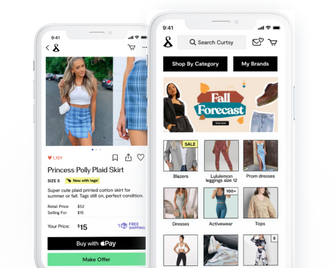 App screenshots of shopping on Curtsy